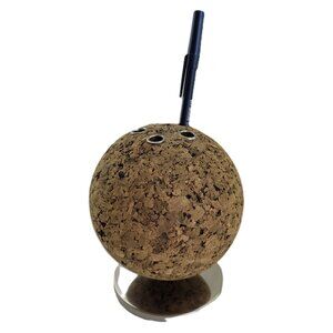 1960s Mid Century Modern Park Sherman Cork Chrome Desk Pen Pencil Holder Ball